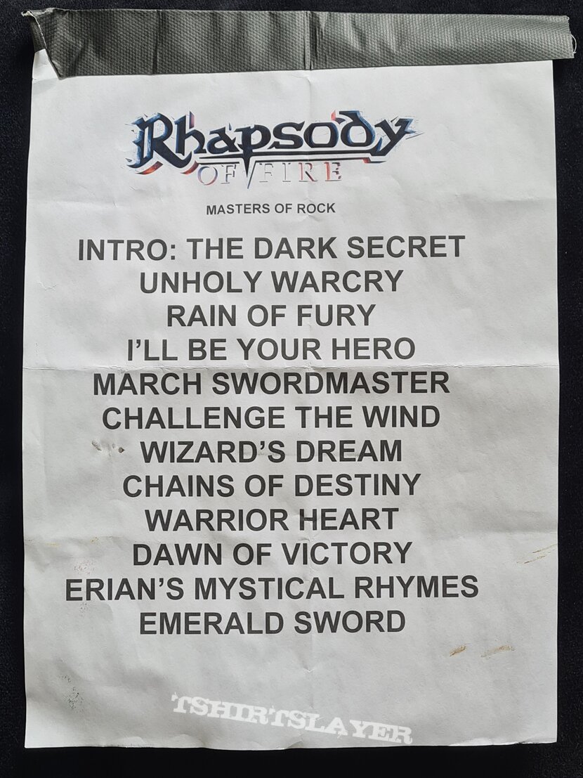 RHAPSODY of Fire setlist from Masters of Rock RHAPSODY of Fire setlist from Masters of Rock