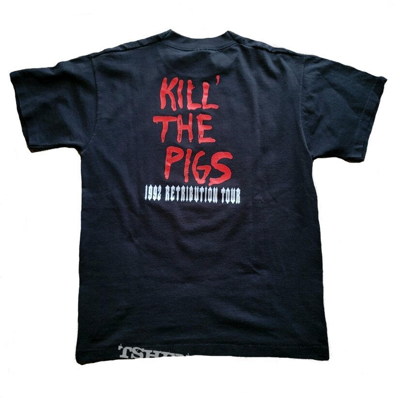 Malevolent Creation Kill&#039; The Pigs 1992 Retribution Tour short sleeve (L) black. FOTL Best 1992