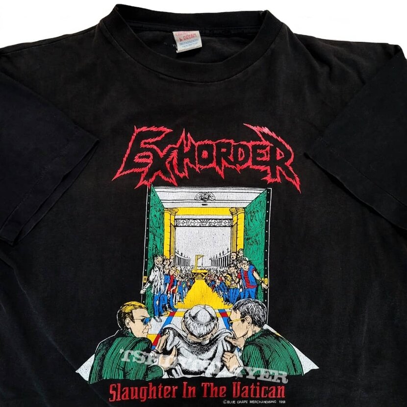 Exhorder Slaughter in the Vatican short sleeve (XL) Blue Grape Merchandising 1991