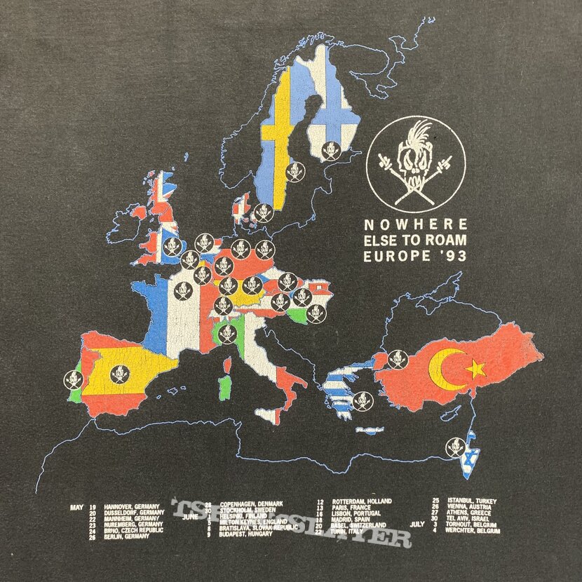 Metallica Nowhere Else To Roam 1993 T-shirt Metallica Nowhere Else To Roam 1993 T-shirt