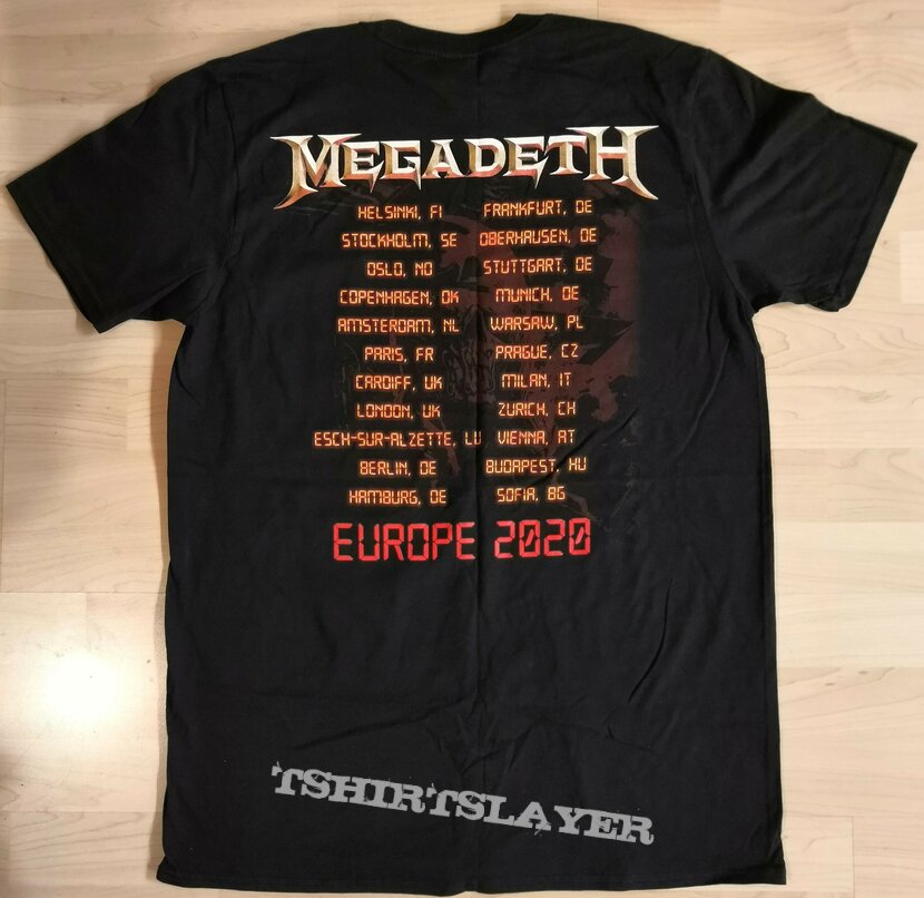 Megadeth - Figther Pilot Europe 2020 Tour Date Back Tee