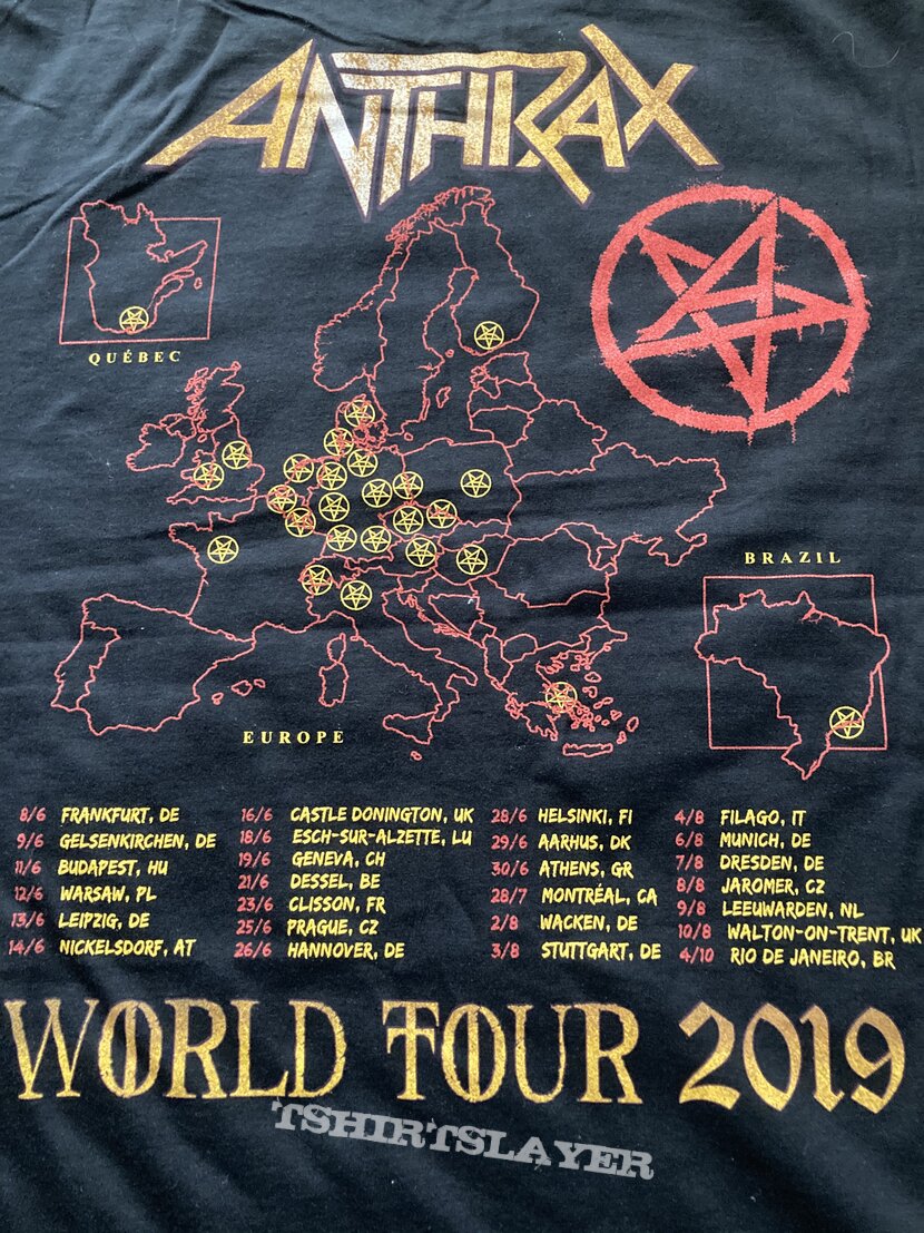 Anthrax World Tour 2019 shirt