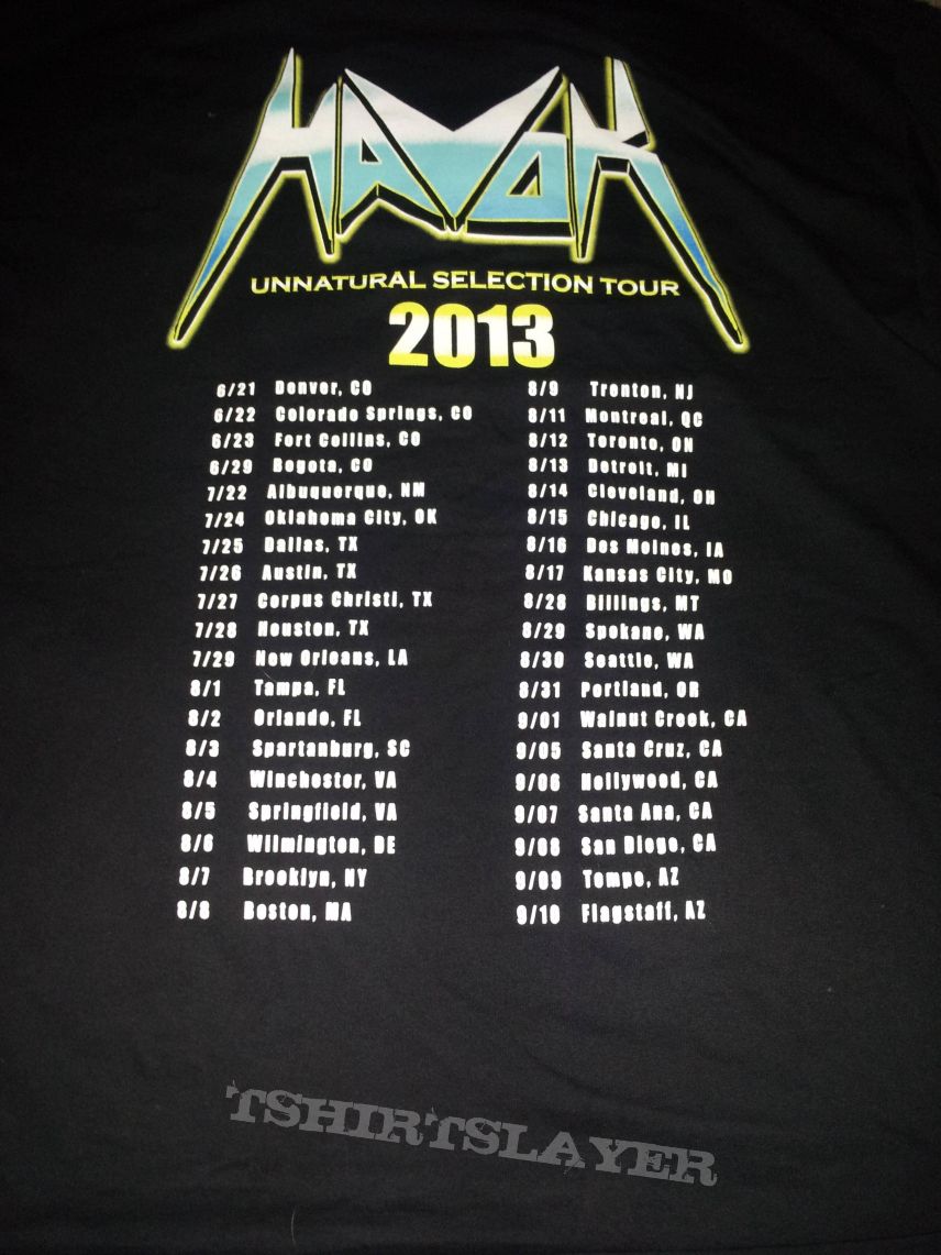 Havok &quot;Unnatural Selection&quot; 2013 Tour Shirt