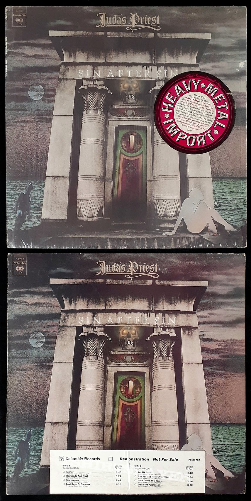 (2×) Judas Priest/ Sin after Sin/ lp/ 1st pressing w/ hype sticker &amp; 2nd pressing/ white label promo 