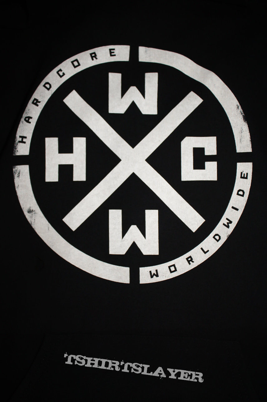 Hardcore Worldwide HCWW - Hardcore World Wide Logo Hoody in Black - Official Hoody from 2015 - Size L