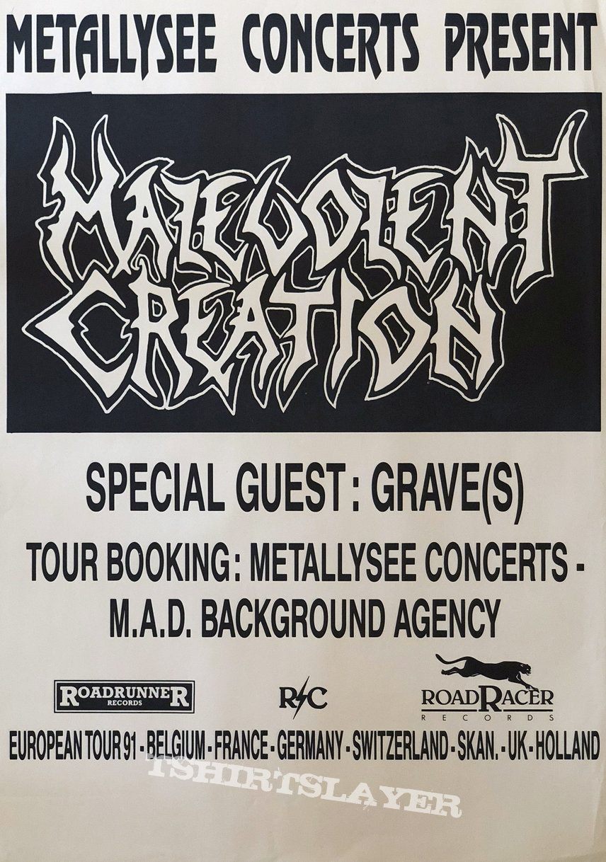 MALEVOLENT CREATION / GRAVE - Original Tourposter 1991 - Size A2