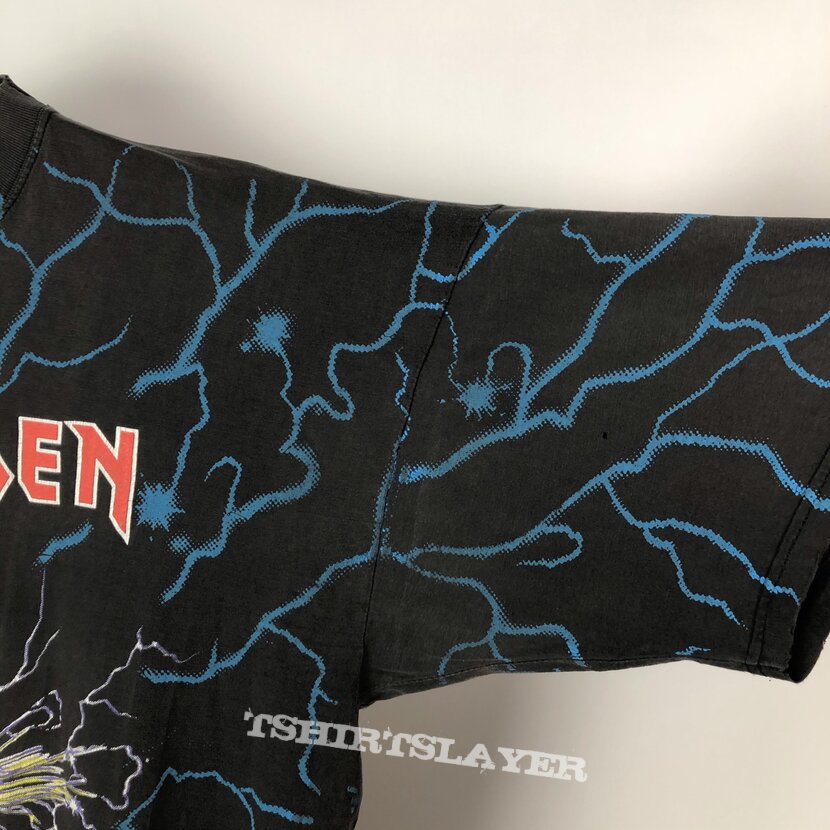 1993 Iron Maiden Real Live One Tour Trashed All Over Printed T-Shirt 