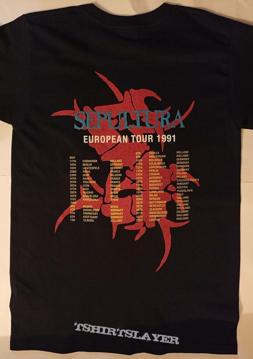 Sepultura Arise European tour t shirt