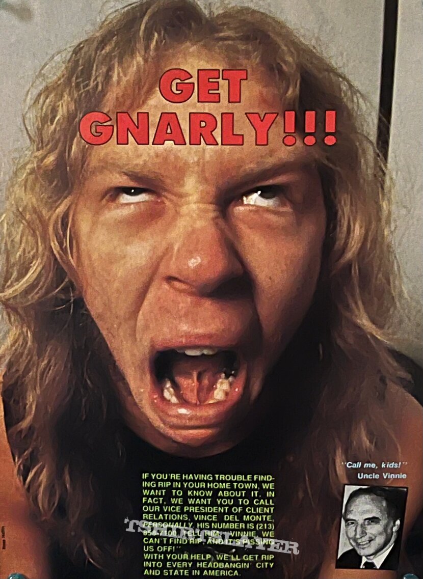 Metallica James Hetfleid “Get Gnarly” Rip Magazine Clipping