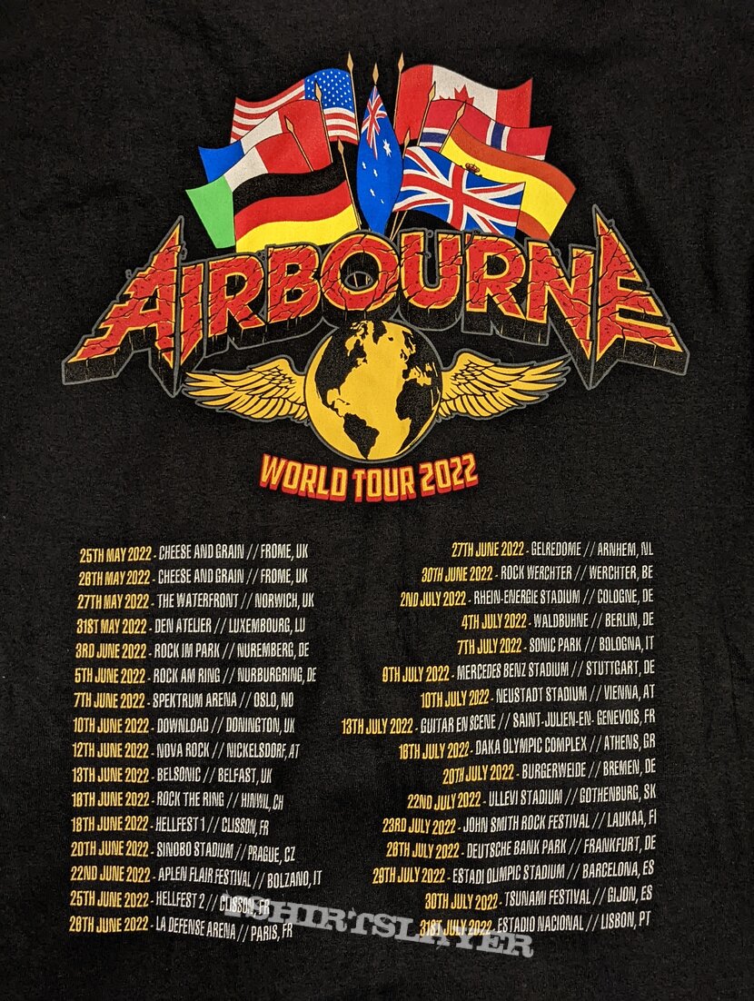 airbourne world tour 2022 t shirt