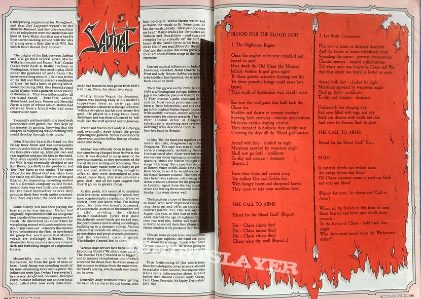 Sabbat (UK)  &#039;Blood For The Blood God&#039; flexi-disc + White Dwarf magazine