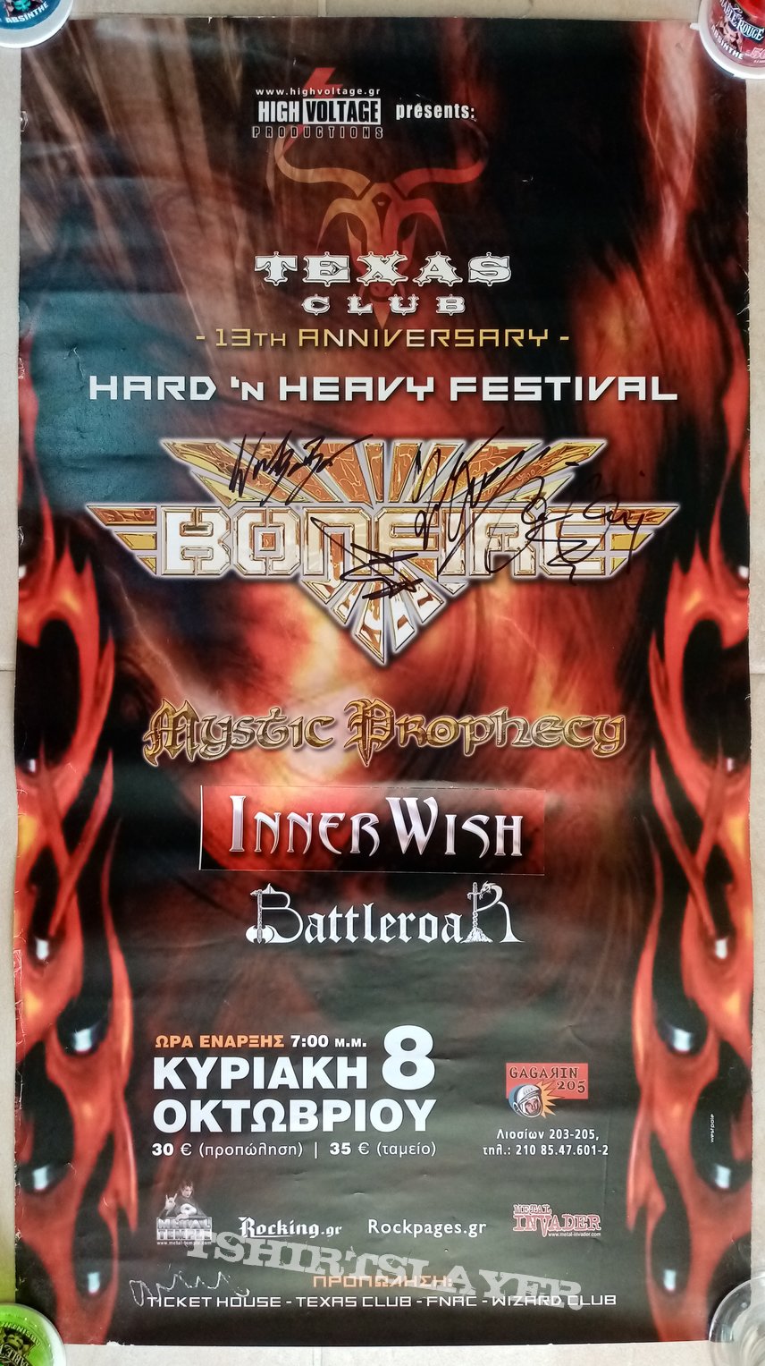 Bonfire Mystic Prophecy Inner Wish Battleroar - 08.10.2006 Official Concert Poster SIGNED