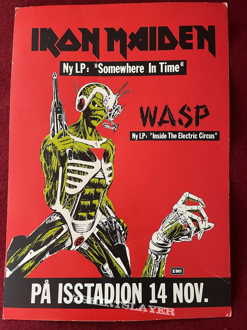 Iron Maiden + WASP Live Stockholm Isstadion 1986 Promotional Poster |  TShirtSlayer TShirt and BattleJacket Gallery
