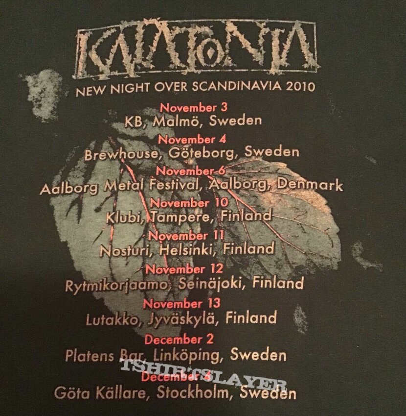 Katatonia - New Night Over Scandinavia 2010 Tour t-shirt