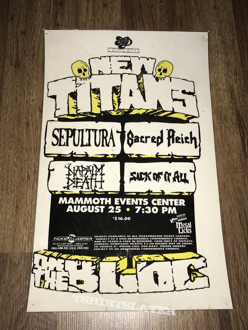 New Titans Of The Block Tour 1991 - Sacred Reich / Sepultura / Sick Of It All / Napalm Death - Denver, Colorado
