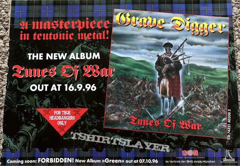 Grave Digger - Tunes of War - Promotional Poster + Advertisements + RockHard Magazine Poster