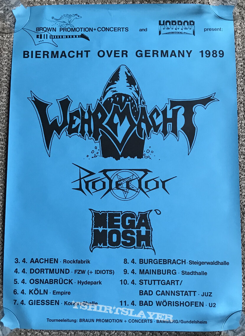 Wehrmacht - Protector - Mega Mosh - Biermacht Over Germany 1989 - Tour Poster
