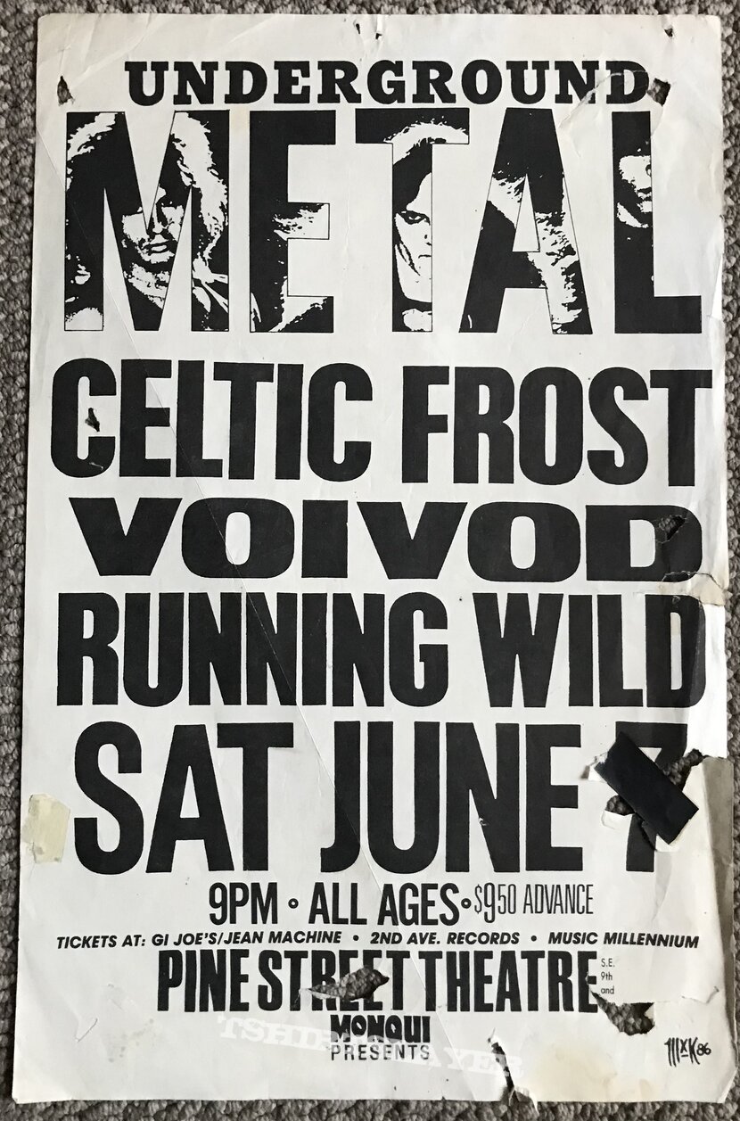 Celtic Frost/ Voivod / Running Wild - &quot;Prepare for the Blitz Tour&quot; - PDX, OR - 6/7/86 - Concert Poster