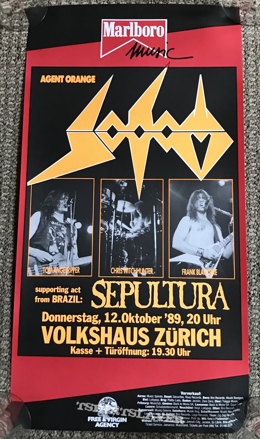 Sodom - Sepultura - Agent Orange Tour - Swiss Concert Poster