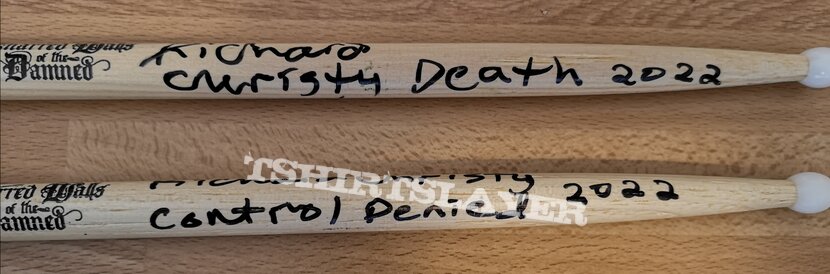 Death /Control Denied Richard Christy  Drumsticks singed 