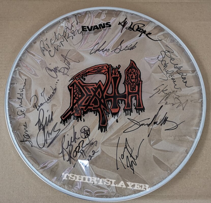 Death - Drumhead singed by members and Family 