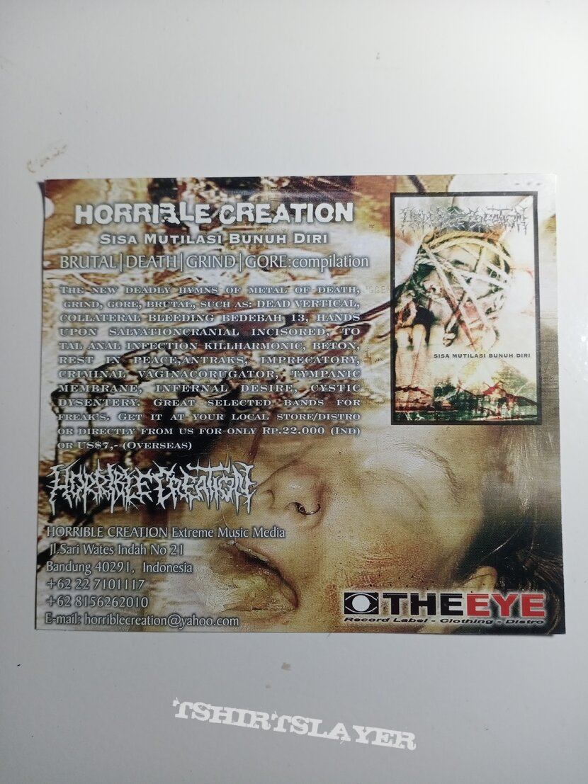 Various Bands Horrible Creation compilation flyer Various Bands Horrible Creation compilation flyer