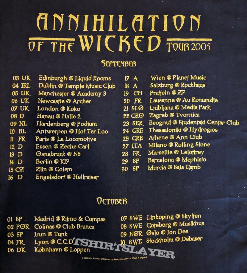 NILE Annihilation of the Wicked Tour TS 2005