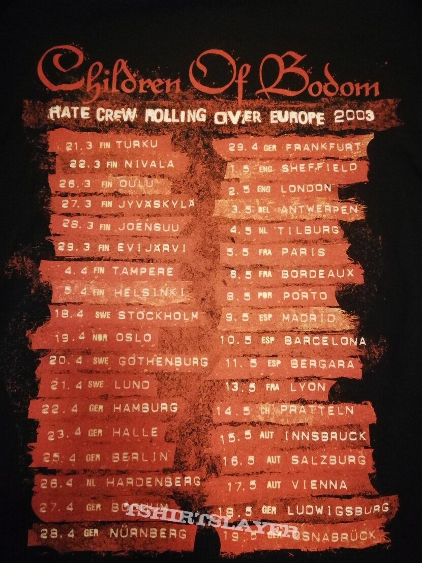 CHILDREN OF BODOM Hatecrew Deathroll Tour LS 2003