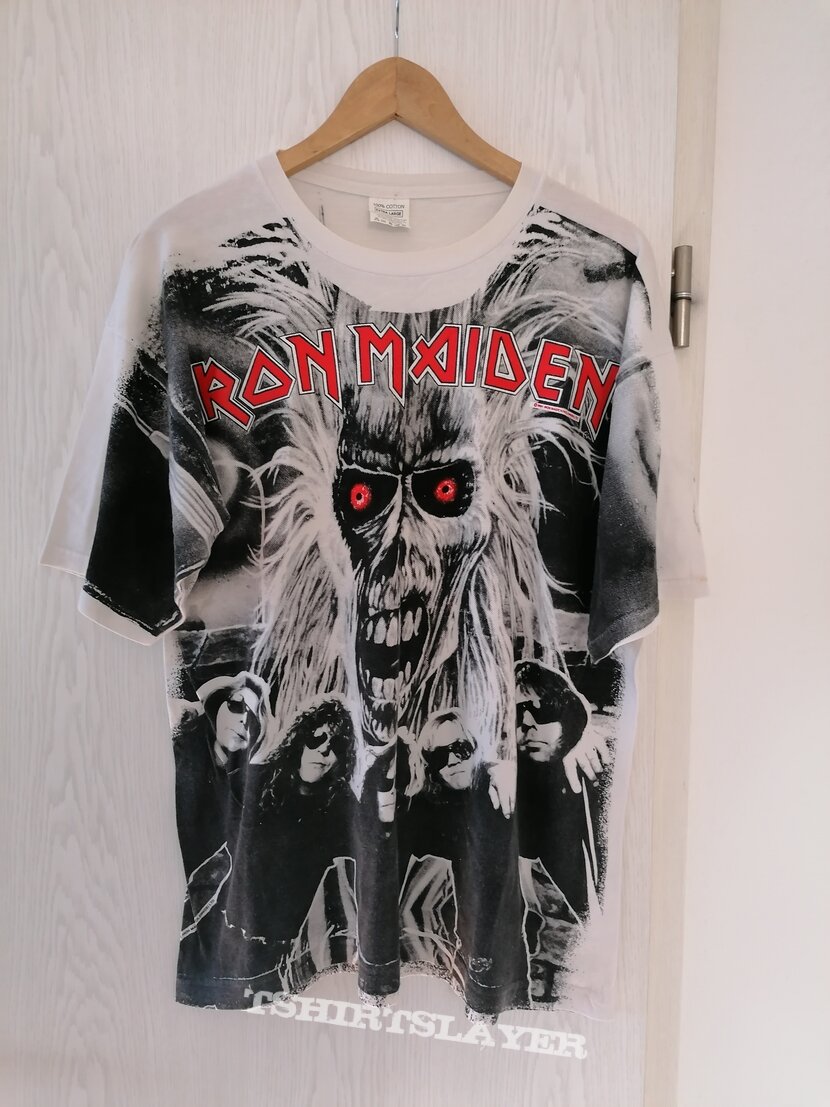 Iron maiden all over print shirt Xl faces of Eddie 