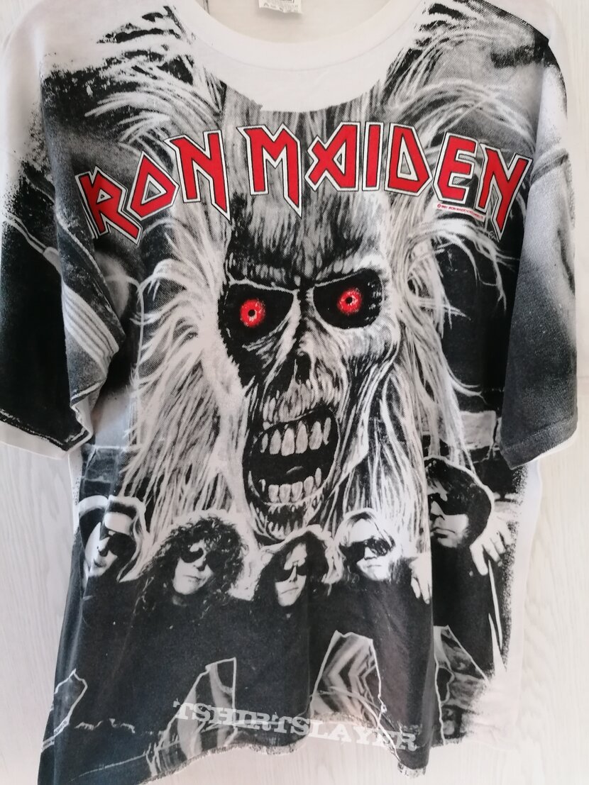 Iron maiden all over print shirt Xl faces of Eddie 