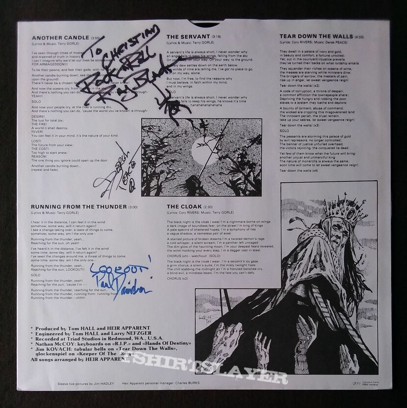 Heir Apparent LP with four members signatures