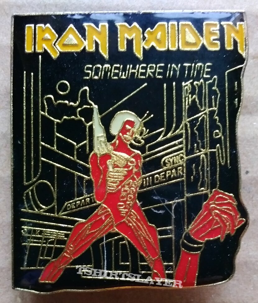 Iron Maiden Somewhere in time pin badge large variant