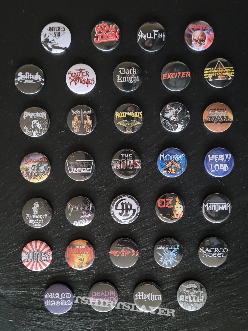 Various Buttons &amp; Pins, mostly Heavy Metal / Epic Metal from 80s to 90s