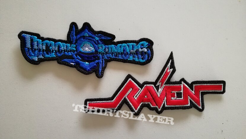 Vicious Rumors and Raven embroidered cut-out logo patches