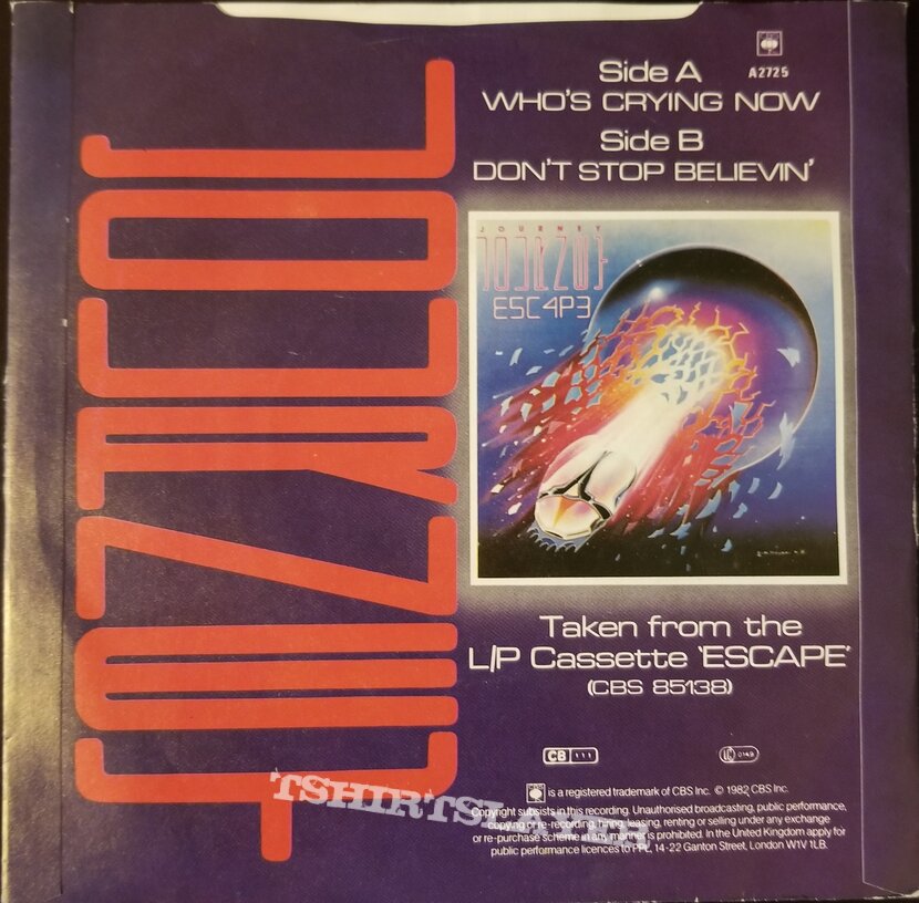 Journey "Who's Crying Now" 7-inch Single w/Patch Journey "Who's Crying Now" 7-inch Single w/Patch