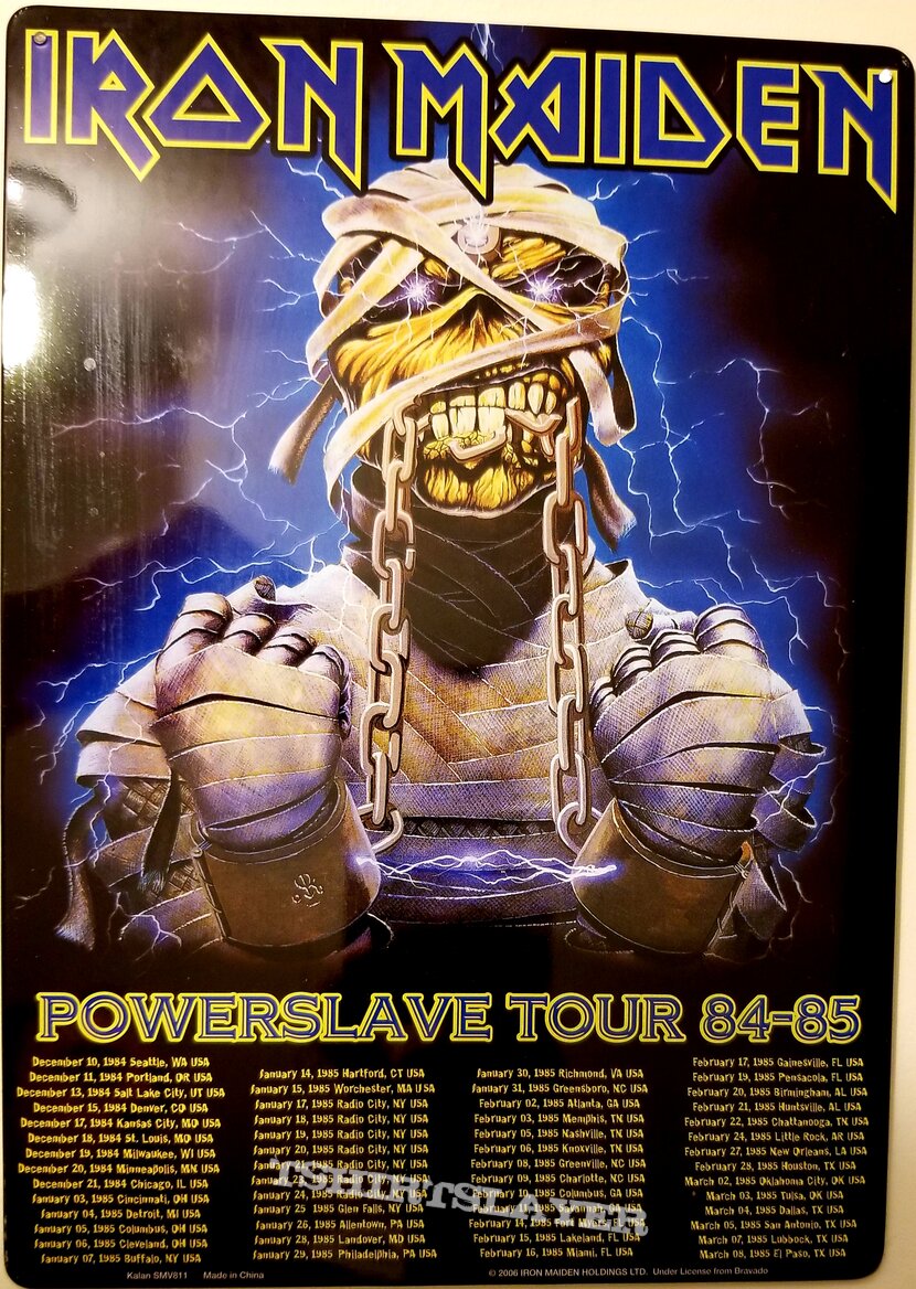 Iron Maiden &quot;Powerslave Tour&quot; Reproduction Tin Sign.