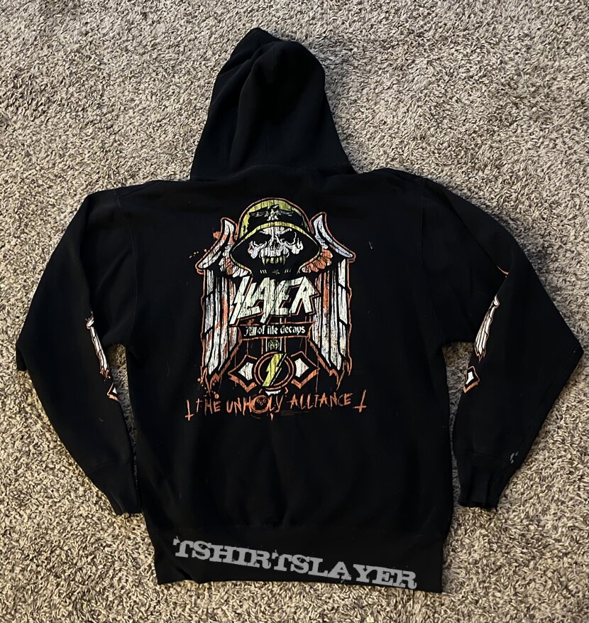 Slayer unholy alliance / all of life decays large hoodie 