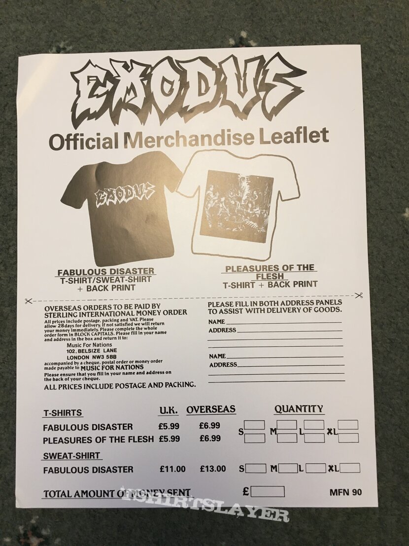 Exodus fabulous disaster merchandise form 