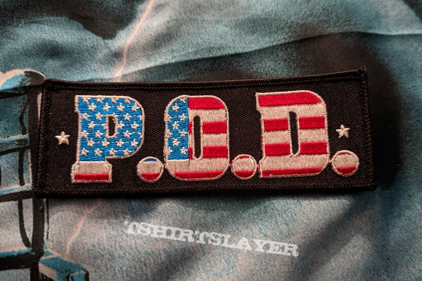 P.O.D. Payable On Death embroidered logo strip patch