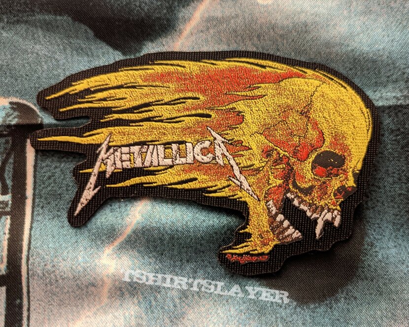 Metallica flaming skull woven patch 