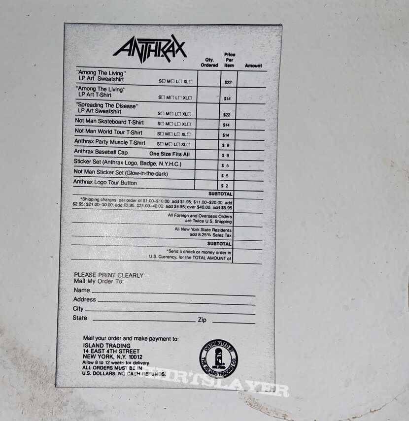 Anthrax Among The Living Tape + Merch Thing