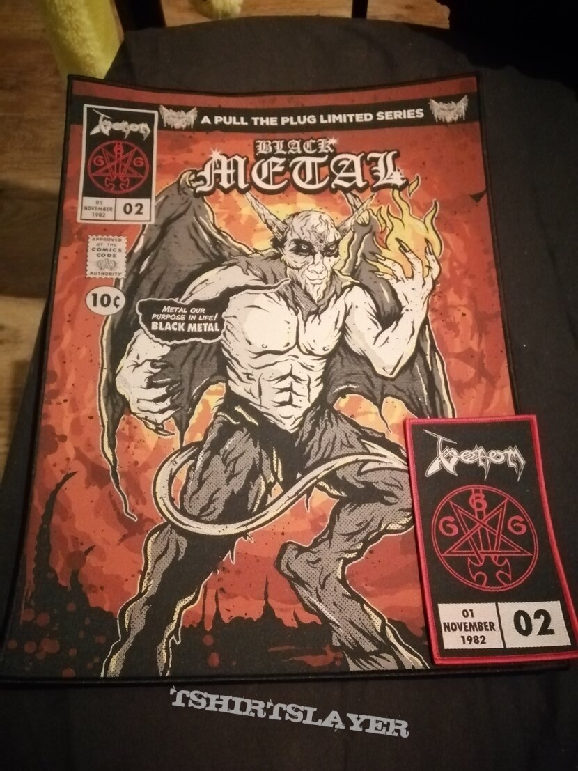 Venom Black Metal Comic Backpatch &amp; Small Patch