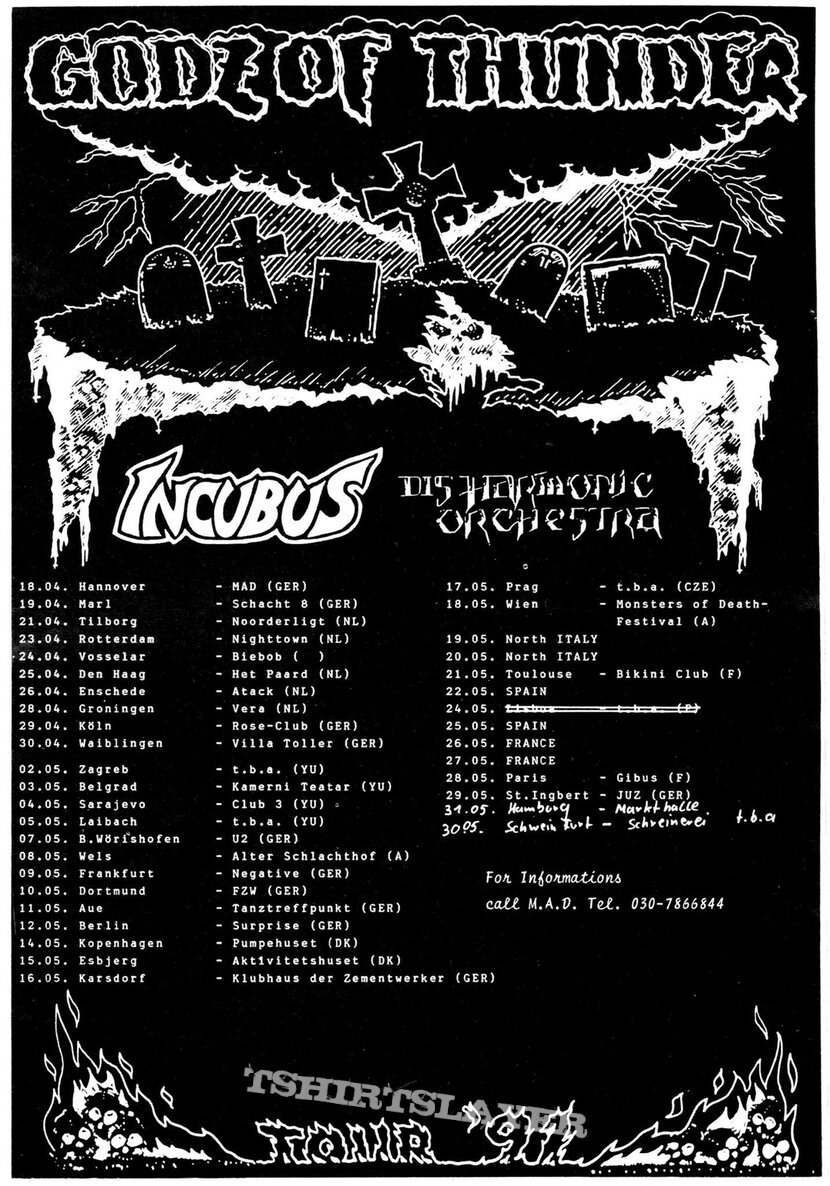 Incubus 1991 Tour Dates Flyer | TShirtSlayer TShirt and BattleJacket ...