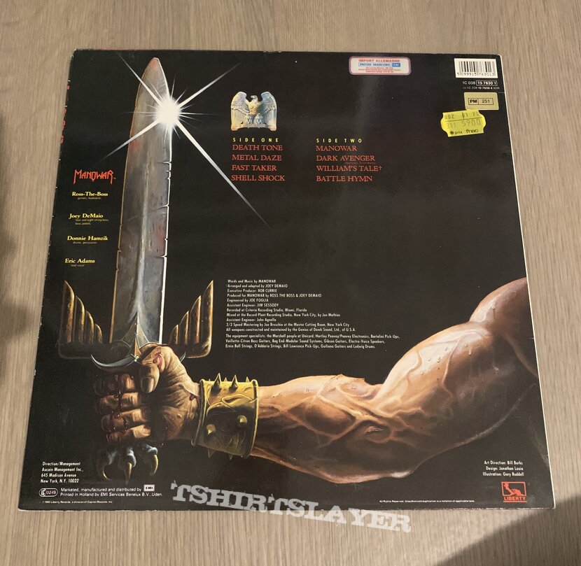 Manowar Battle Hymns Vinyl (1987)