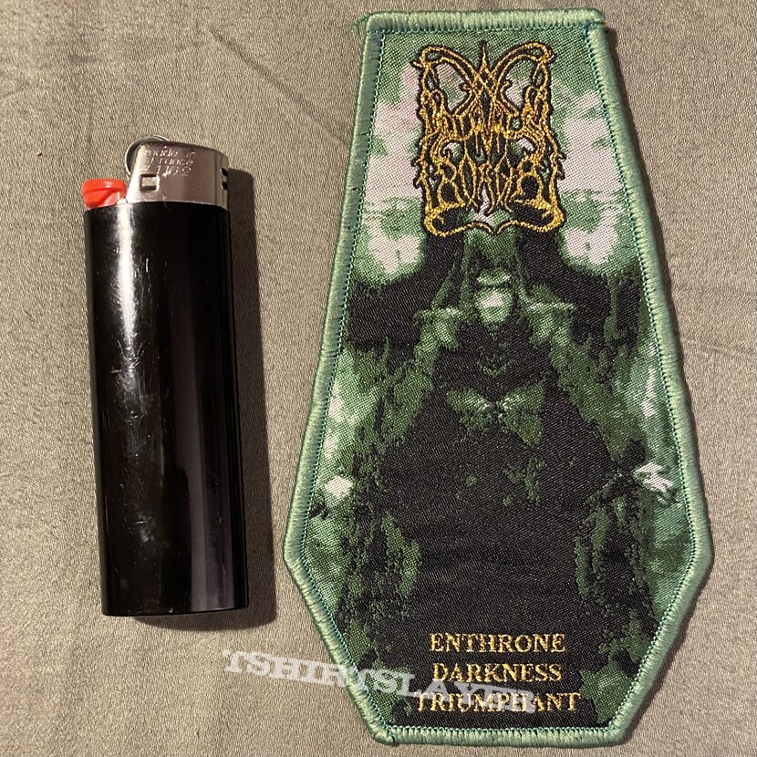 Dimmu Borgir Enthrone Darkness Triumphant coffin shaped green border patch