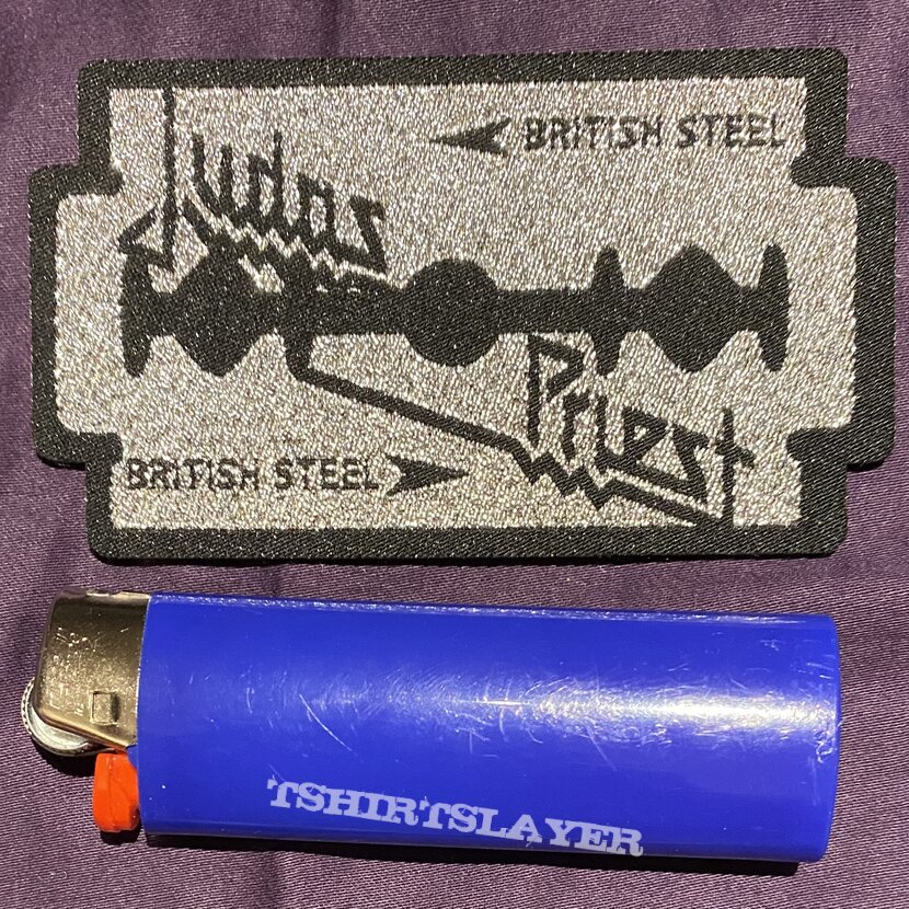 Judas Priest British steel silver glitter laser cut patch