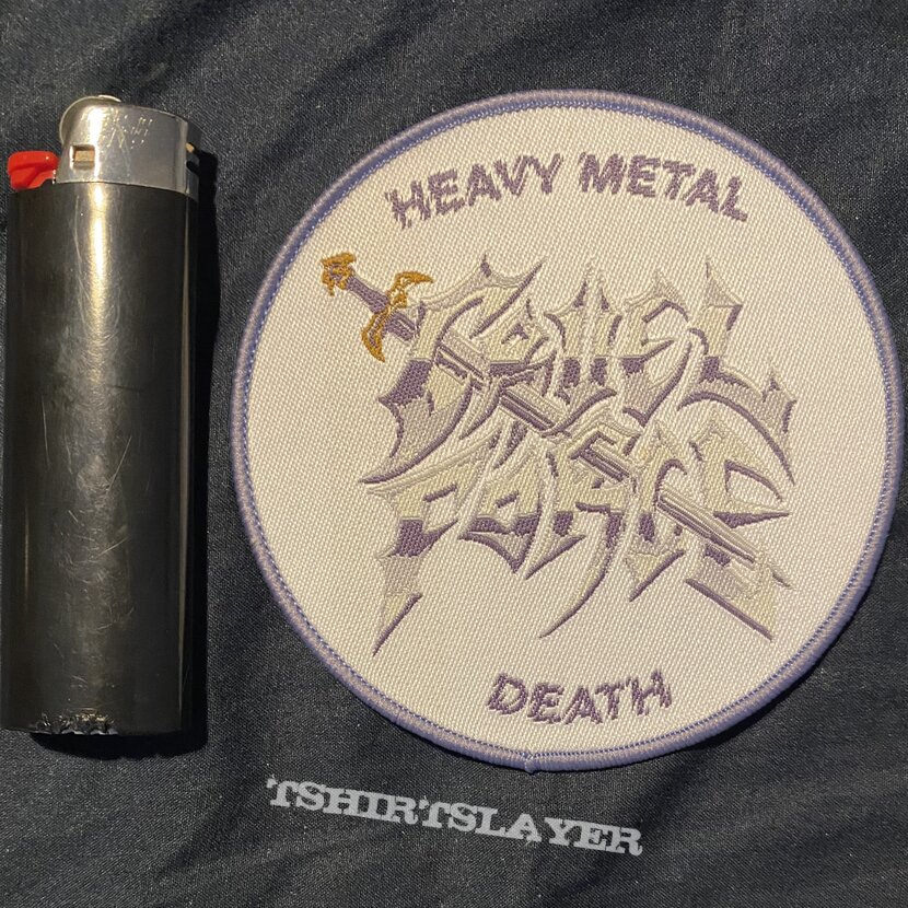 Cruel Force Heavy Metal Death white with purple border patch