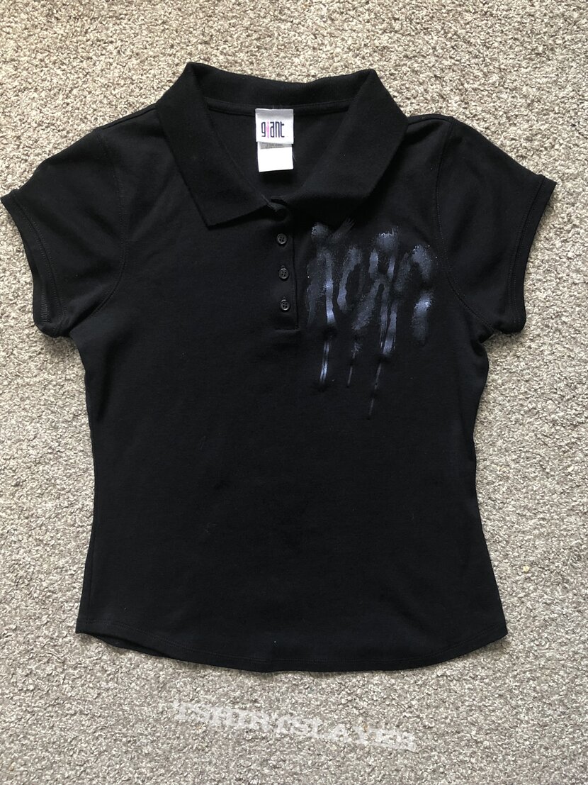 Rare Black-on-Black Korn Logo Women's Polo Shirt | TShirtSlayer TShirt and  BattleJacket Gallery