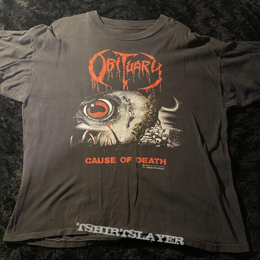 Vintage Obituary cause of death tour tee 