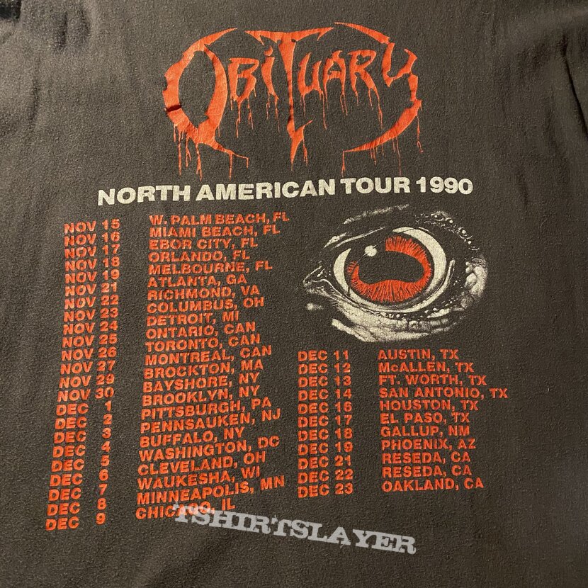 Vintage Obituary cause of death tour tee 